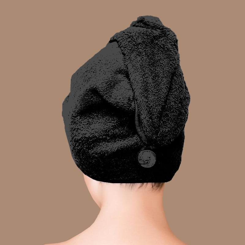 Siesta Zen Premium Quality 100% Combed Cotton Hair Drying Towel - Black - Image 3